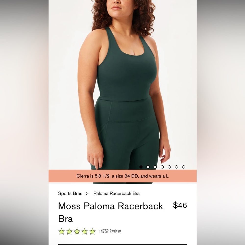 Moss Paloma racerback bra size small